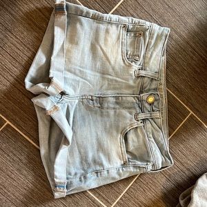 Light wash jean shorts